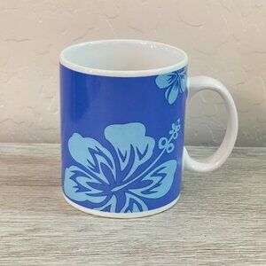 Island Heritage Honolulu Mug Cup Bold Hibiscus Blue Flower Hawaii 2002 Vintage